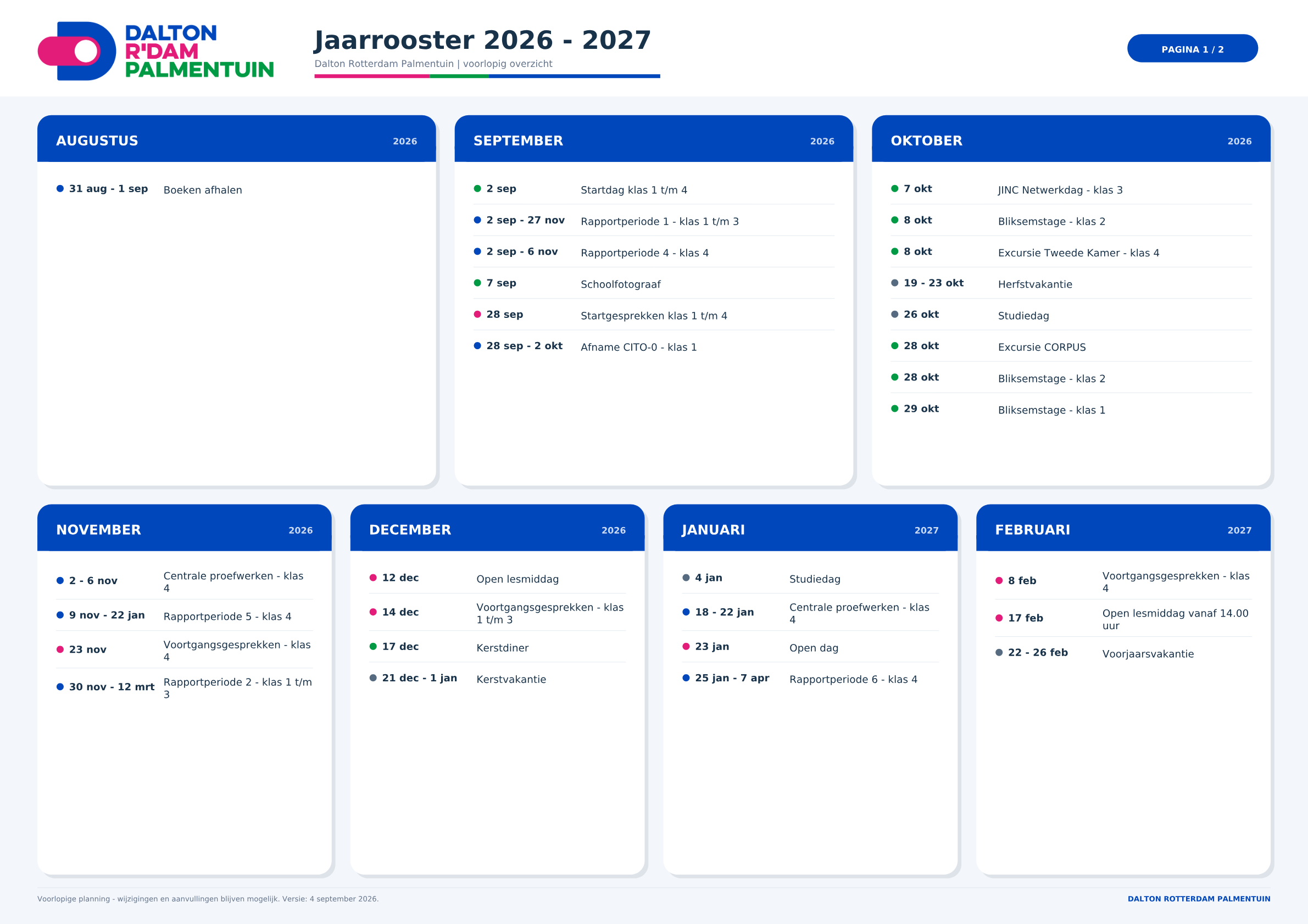 Jaarplanning Dalton Rotterdam Palmentuin pagina 1